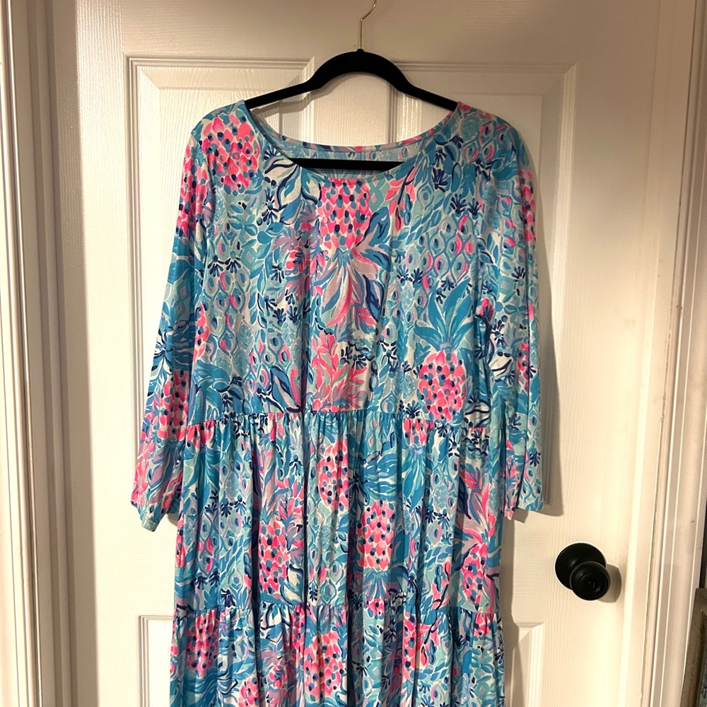 Lilly Pulitzer Blue and Pink Floral Dress